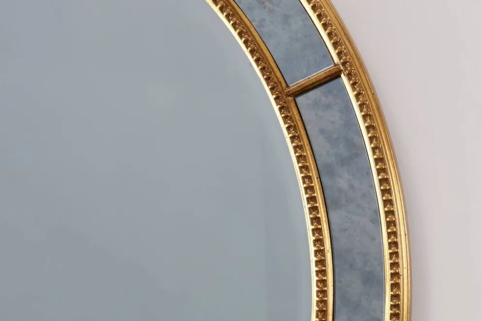 Miroir ovale doré de style mid-century par Deknudt, Belgique, années 1980.