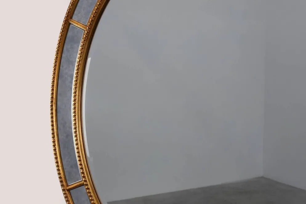 Miroir ovale doré de style mid-century par Deknudt, Belgique, années 1980.