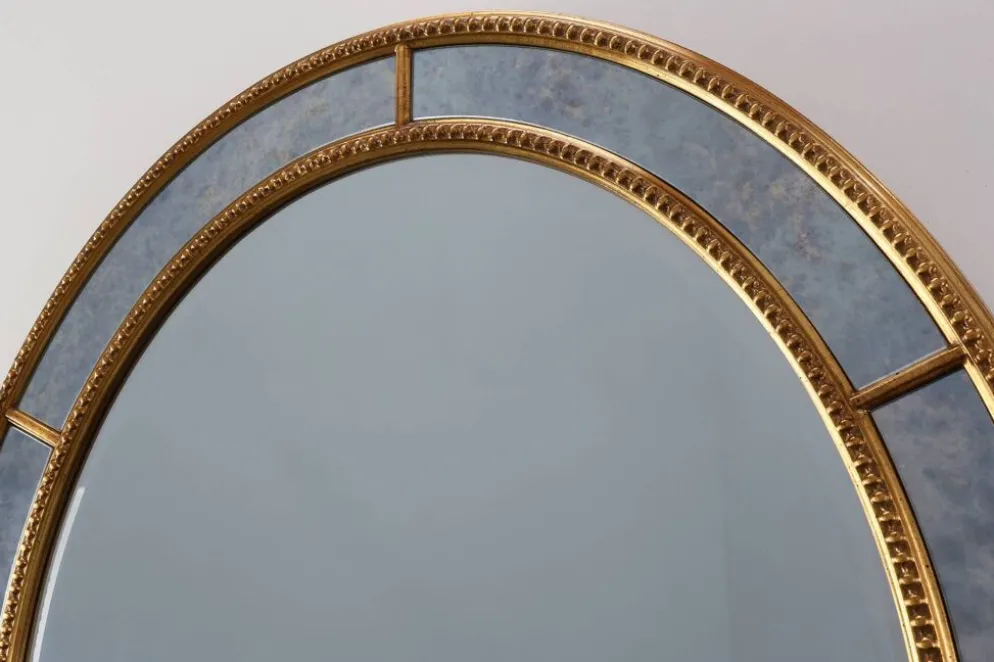 Miroir ovale doré de style mid-century par Deknudt, Belgique, années 1980.