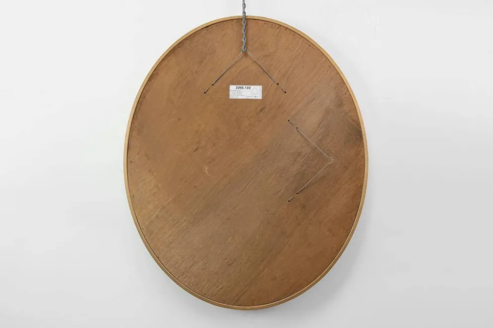 Miroir ovale doré de style mid-century par Deknudt, Belgique, années 1980.