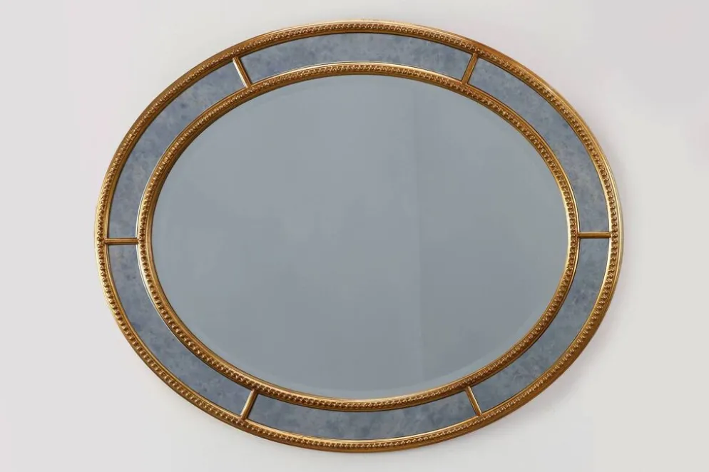 Miroir ovale doré de style mid-century par Deknudt, Belgique, années 1980.