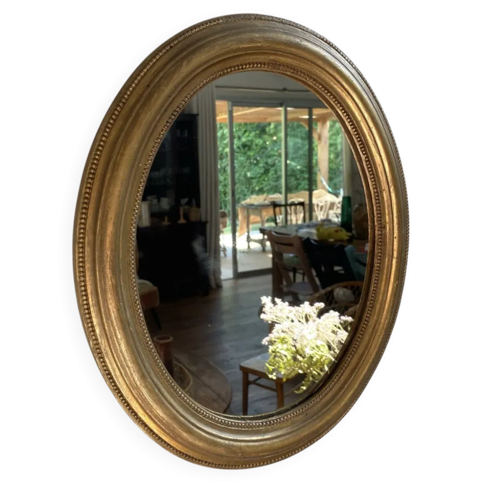Miroir ovale en bois doré, style Napoléon III