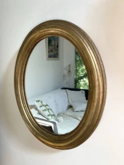 Miroir ovale en bois doré, style Napoléon III