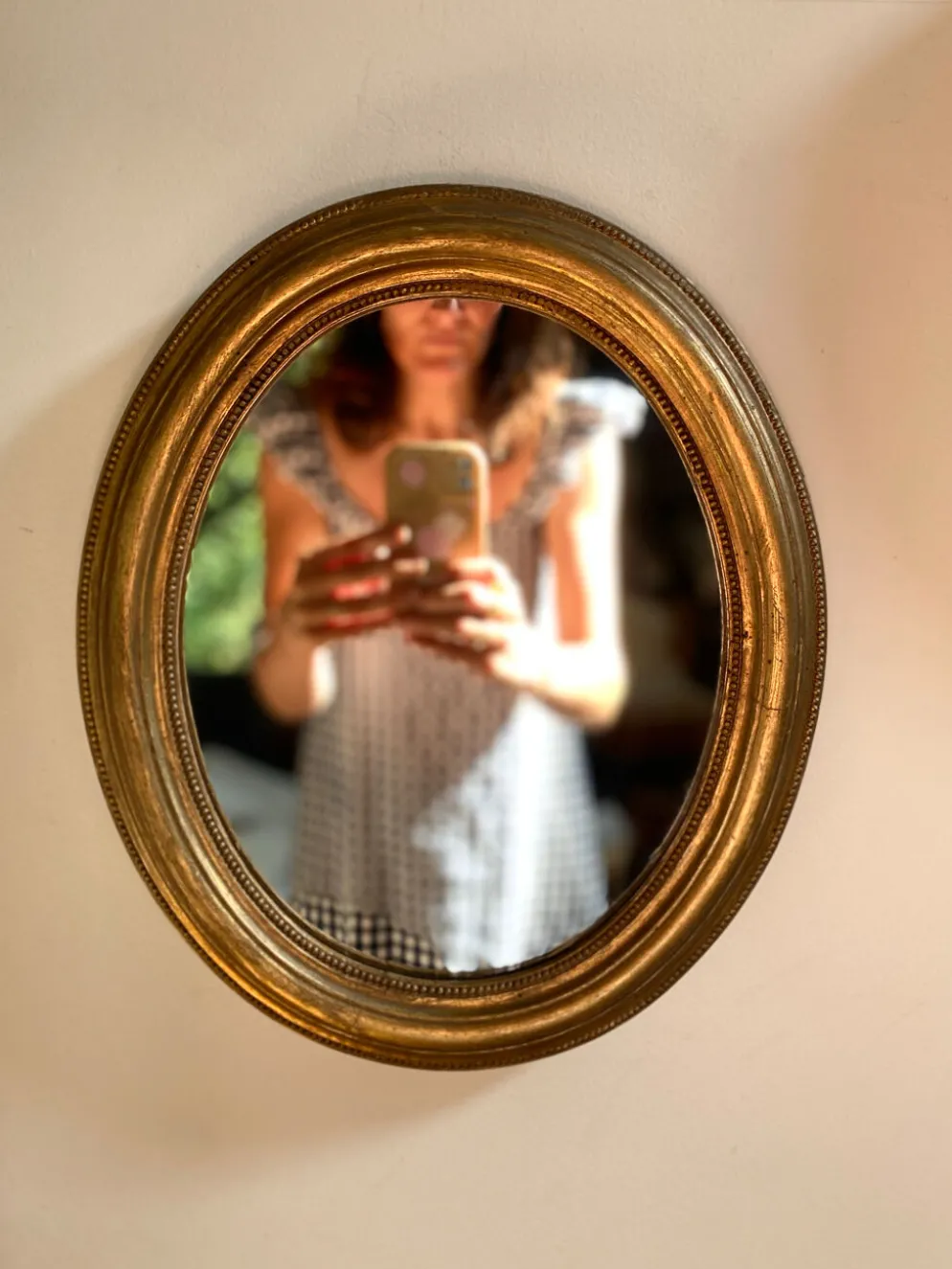 Miroir ovale en bois doré, style Napoléon III