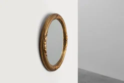 Miroir ovale en chêne doré Art Déco, Belgique années 1920
