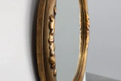Miroir ovale en chêne doré Art Déco, Belgique années 1920