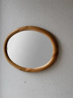 Miroir ovale en pin Glasmaster Markaryd Suède années 1970