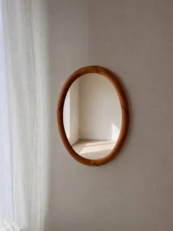 Miroir ovale en pin Glasmaster Markaryd Suède années 1970