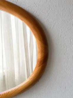 Miroir ovale en pin Glasmaster Markaryd Suède années 1970