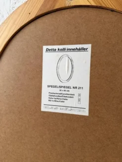Miroir ovale en pin Glasmaster Markaryd Suède années 1970