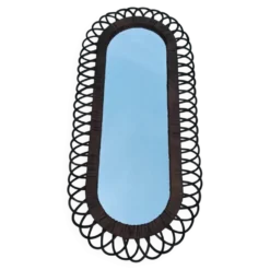 Miroir ovale en rotin