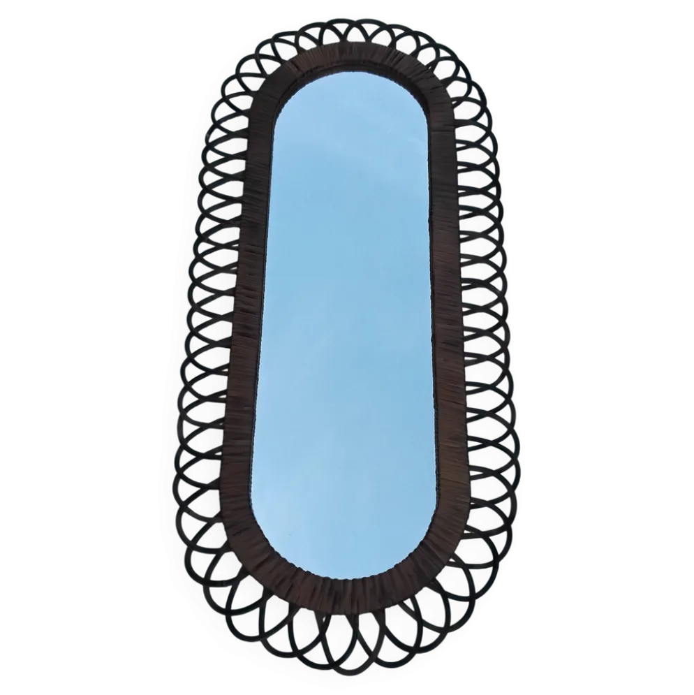 Miroir ovale en rotin