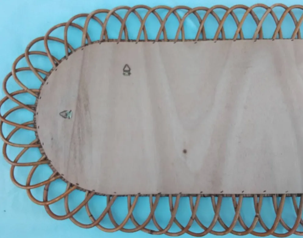 Miroir ovale en rotin