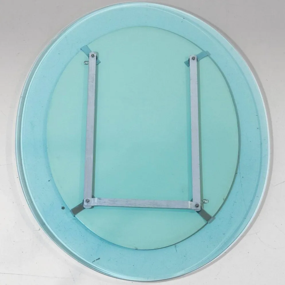 Miroir ovale en verre biseauté vintage par A. Lupi pour Cristal Luxor, Italie 1970