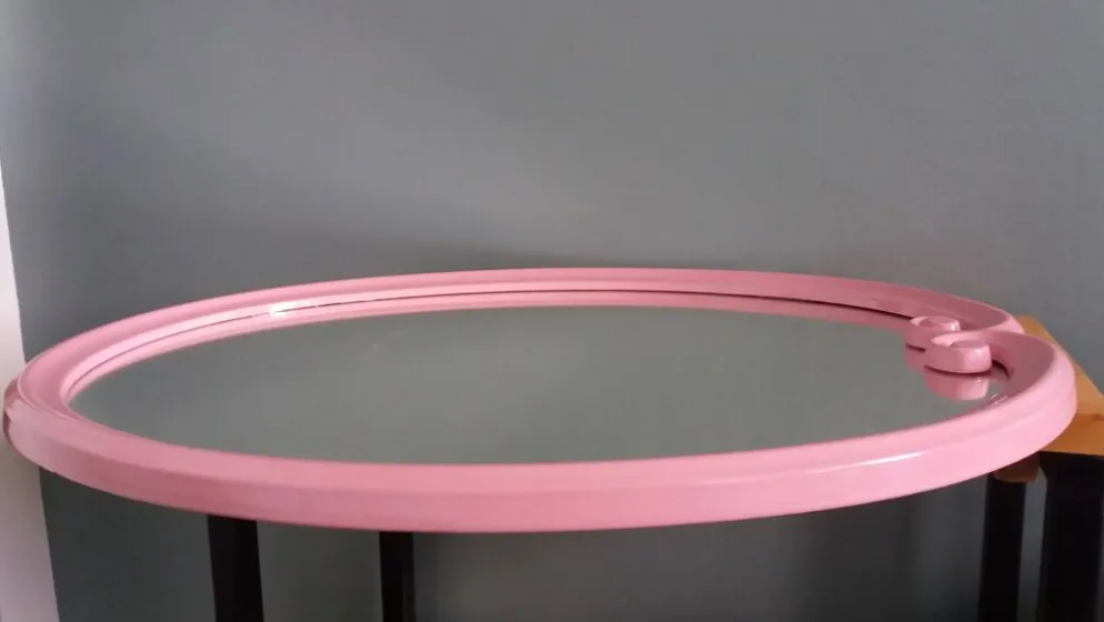 Miroir ovale fonte émaillée rose