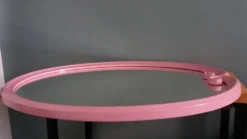 Miroir ovale fonte émaillée rose