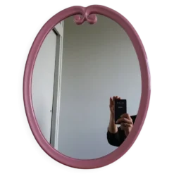 Miroir ovale fonte émaillée rose