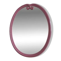Miroir ovale fonte émaillée rose