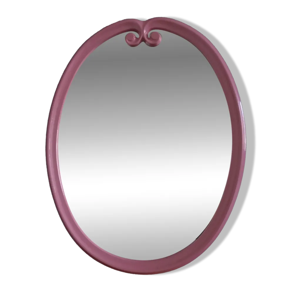 Miroir ovale fonte émaillée rose