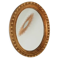 Miroir ovale italien vintage en bois doré