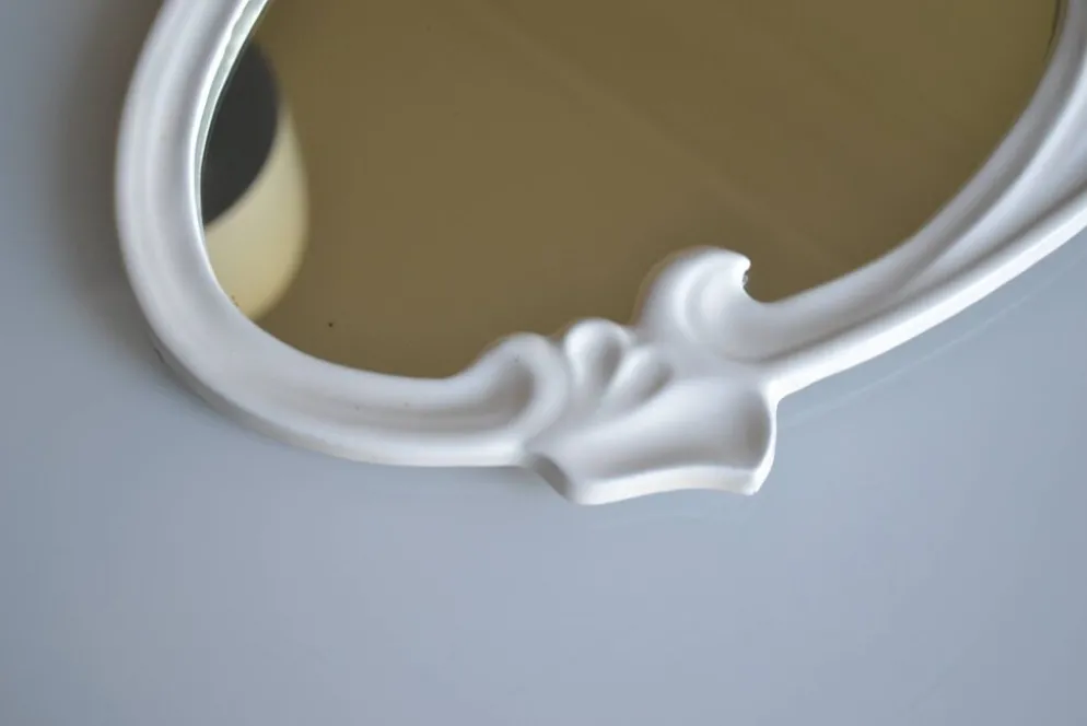 Miroir ovale style art nouveau Jugendstil en fonte de fer émaillée 49 x 29
