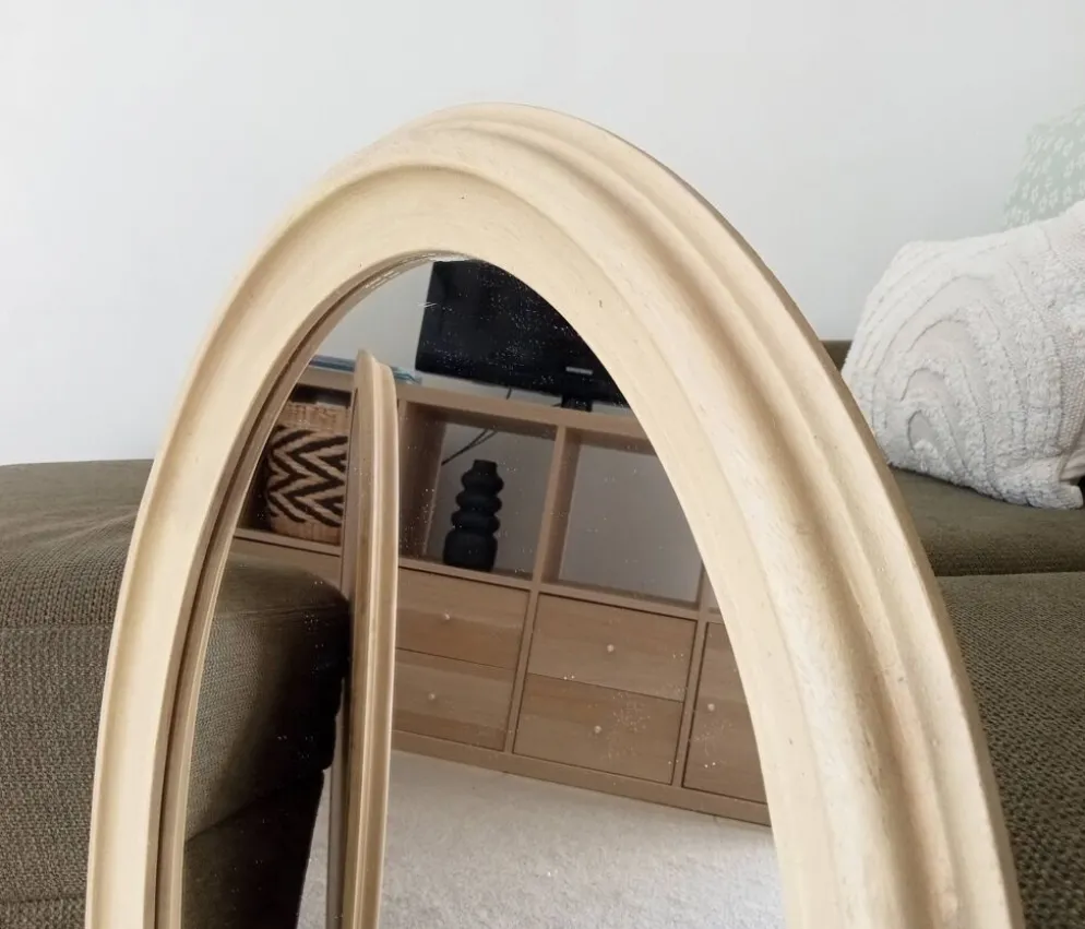 Miroir ovale vintage en bois patiné