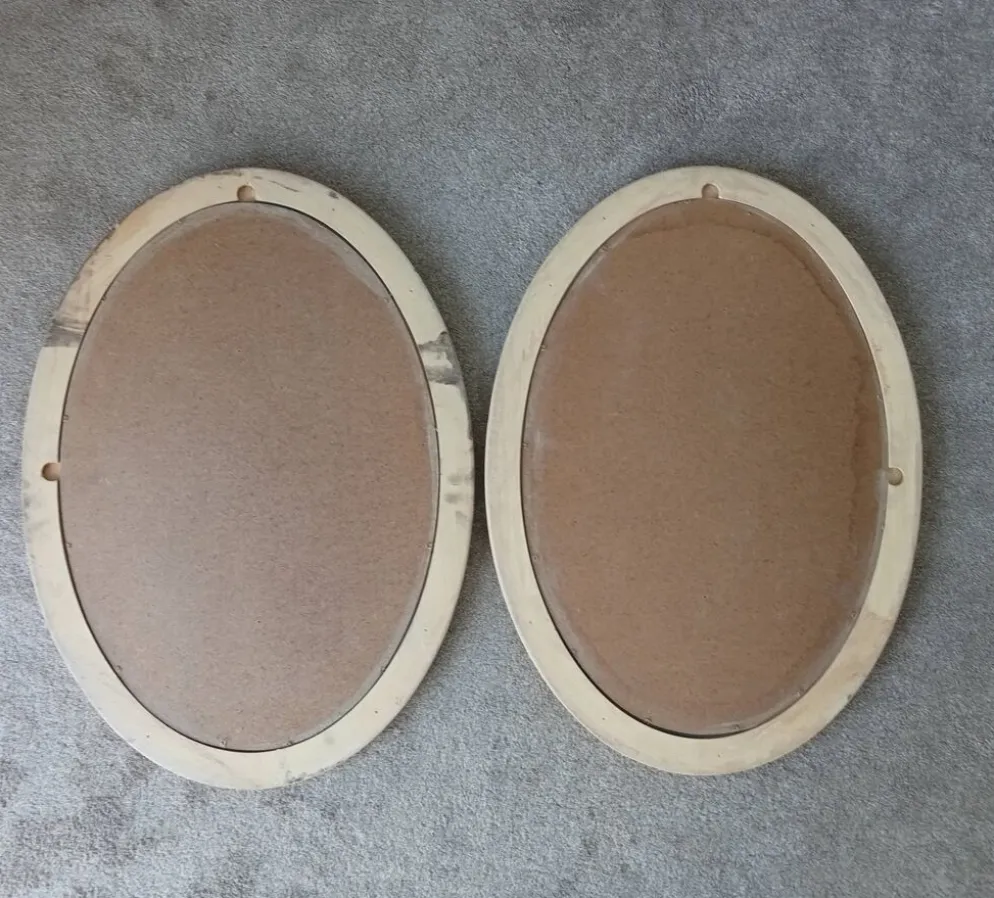 Miroir ovale vintage en bois patiné