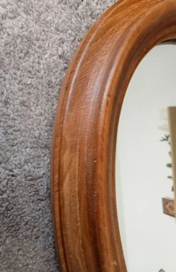 Miroir ovale vintage en chêne massif années 60/70