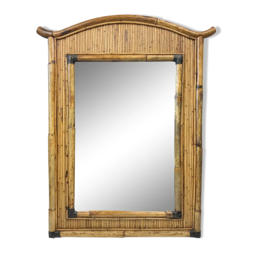 Miroir Palm Regency bambou rotin roseau