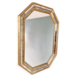 Miroir à parcloses en bois doré, Deknudt (Belgique),1970