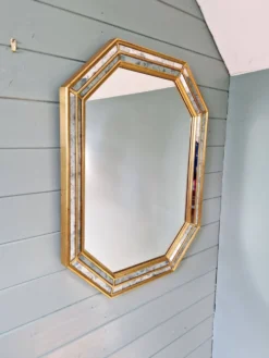 Miroir à parcloses en bois doré, Deknudt (Belgique),1970