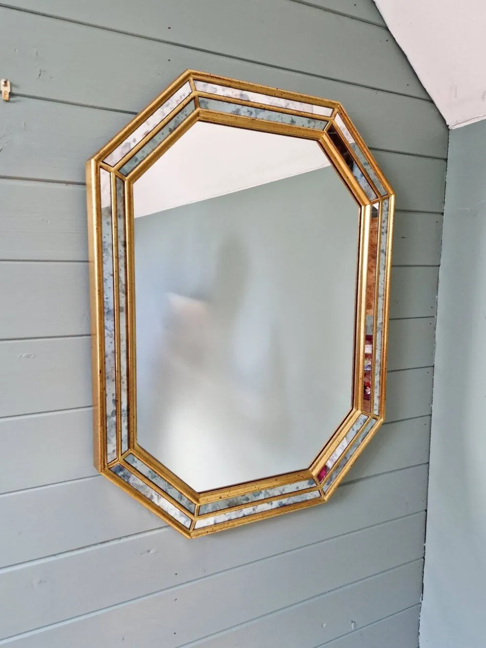 Miroir à parcloses en bois doré, Deknudt (Belgique),1970