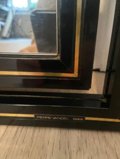 Miroir Pierre Vandel noir et or, 1970s