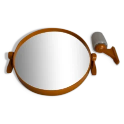 Miroir plastique orange inclinable avec son applique assortie