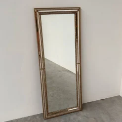Miroir plein longueur en faux bambou doré vintage – Hollywood Regency, années 1980