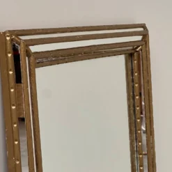 Miroir plein longueur en faux bambou doré vintage – Hollywood Regency, années 1980