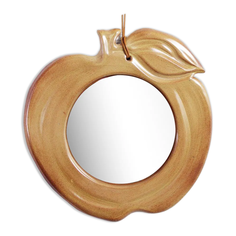 Miroir "pomme" en céramique 1970