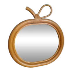 Miroir pomme en rotin vintage / osier - Années 60/70
