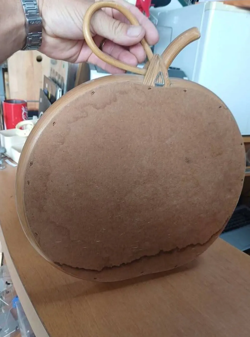 Miroir pomme en rotin vintage / osier - Années 60/70
