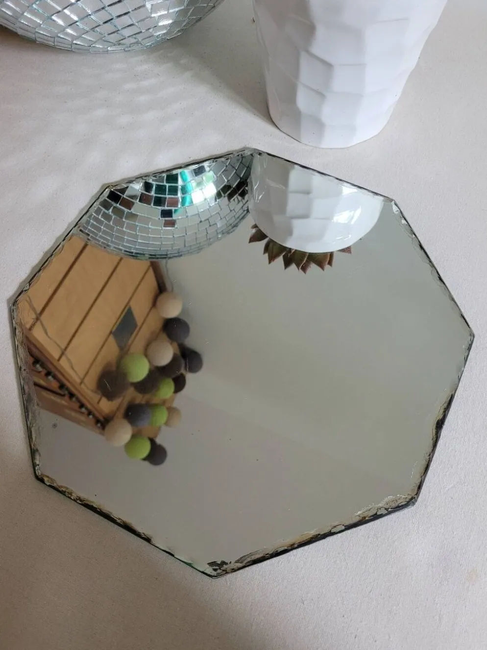 Miroir à poser hexagonal rebord biseauté