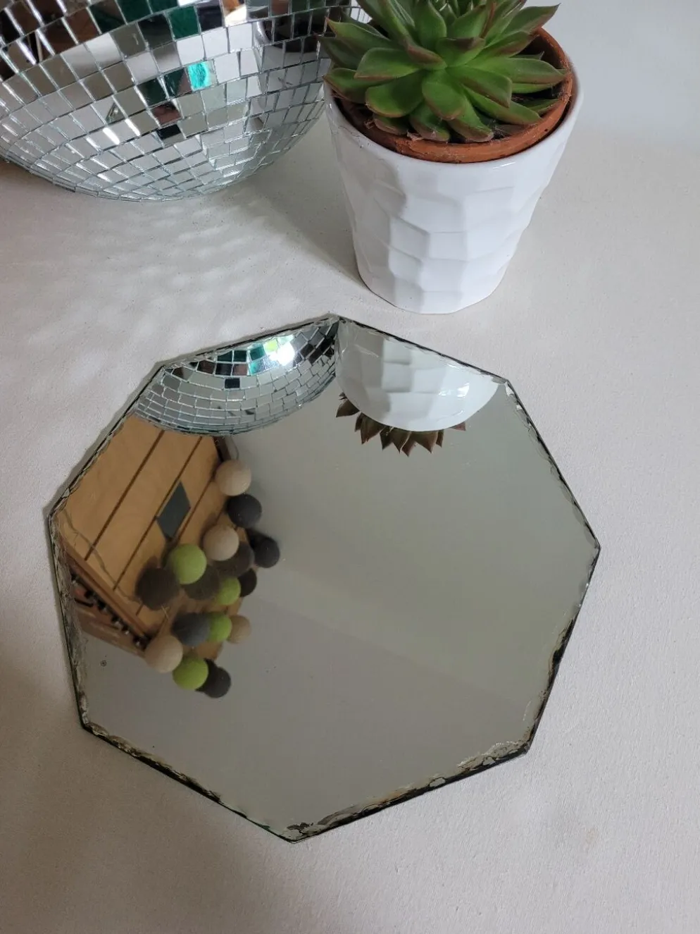 Miroir à poser hexagonal rebord biseauté