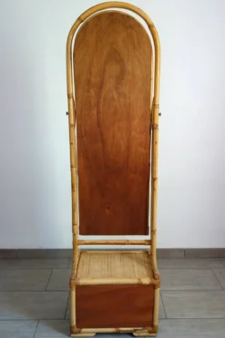 Miroir psyché osier tressé et bambou, années 70/80