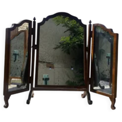 Miroir psyché triptyque en acajou