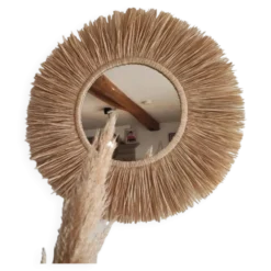 Miroir raphia fait main, création artisanale