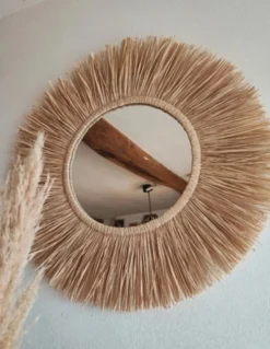 Miroir raphia fait main, création artisanale