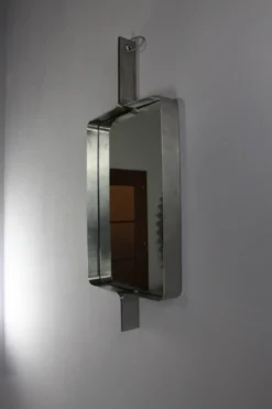 Miroir rectangulaire en acier brossé de Xavier Feal, 1970