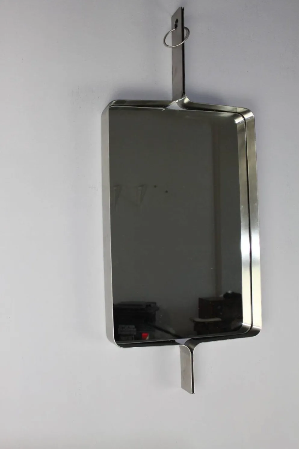 Miroir rectangulaire en acier brossé de Xavier Feal, 1970