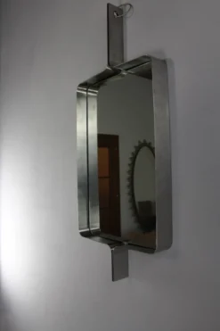 Miroir rectangulaire en acier brossé de Xavier Feal, 1970