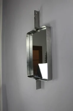 Miroir rectangulaire en acier brossé de Xavier Feal, 1970
