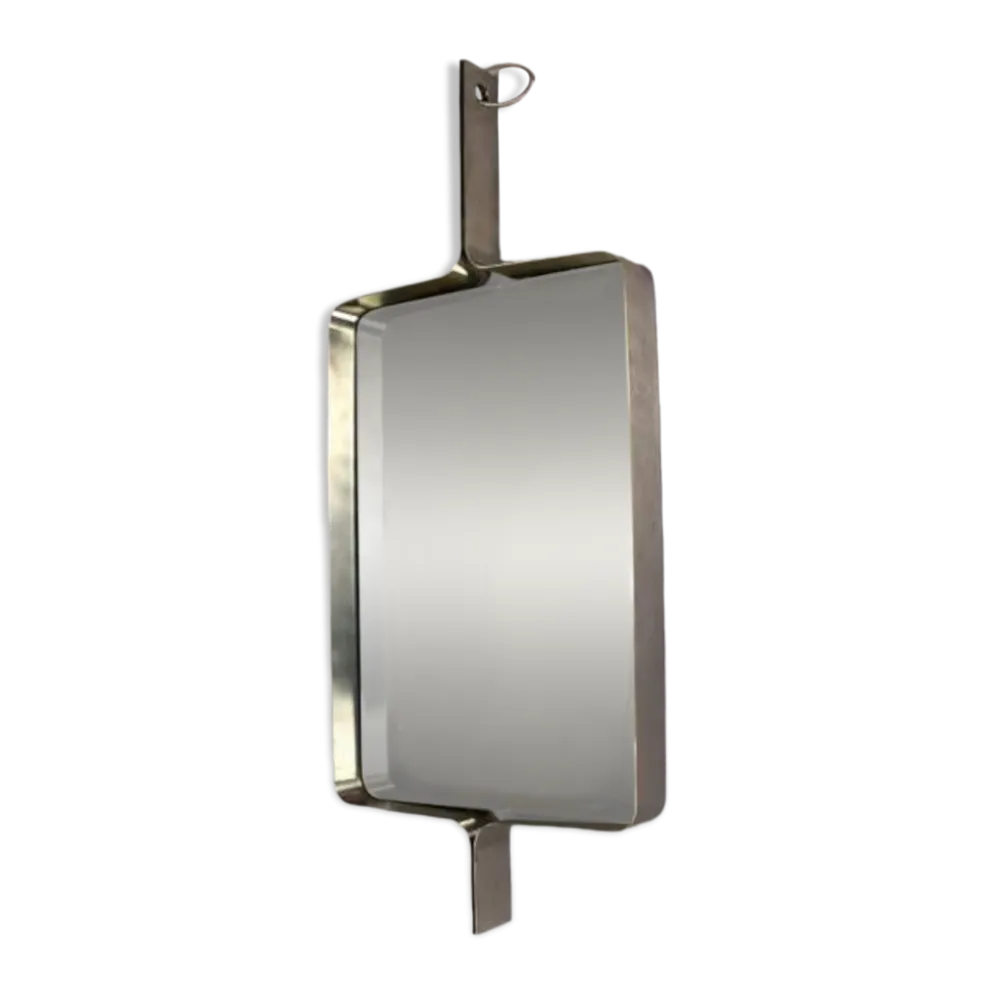 Miroir rectangulaire en acier brossé de Xavier Feal, 1970